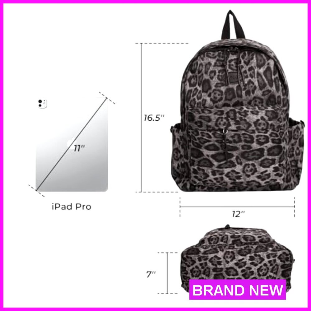 Leopard Print Daypack Backpack, Adjustable Should… - image 2
